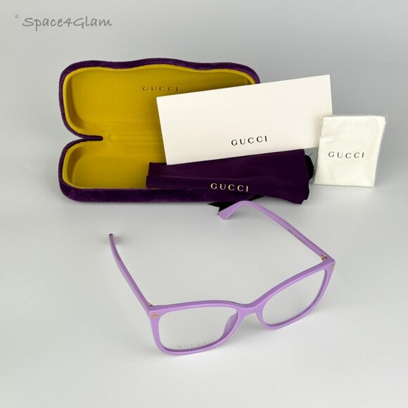 Gucci Women Eyeglasses Violet Demo Square GG0026O 014 BRAND NEW